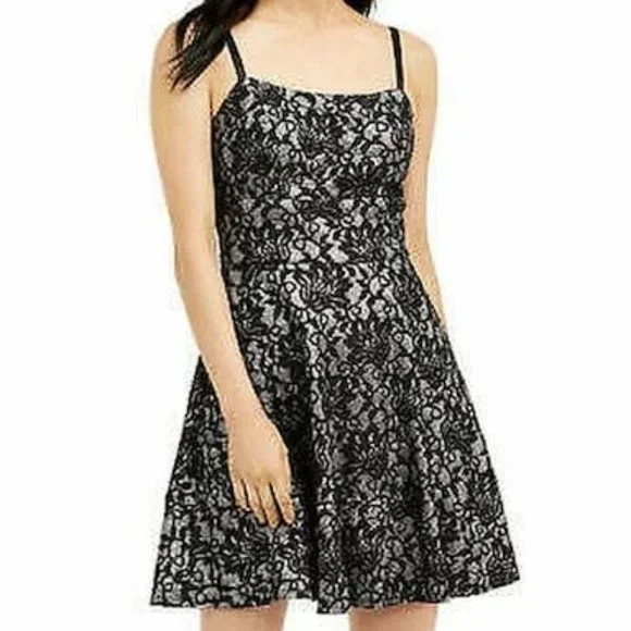Speechless Womens Metallic Lace Party Dress Black 9